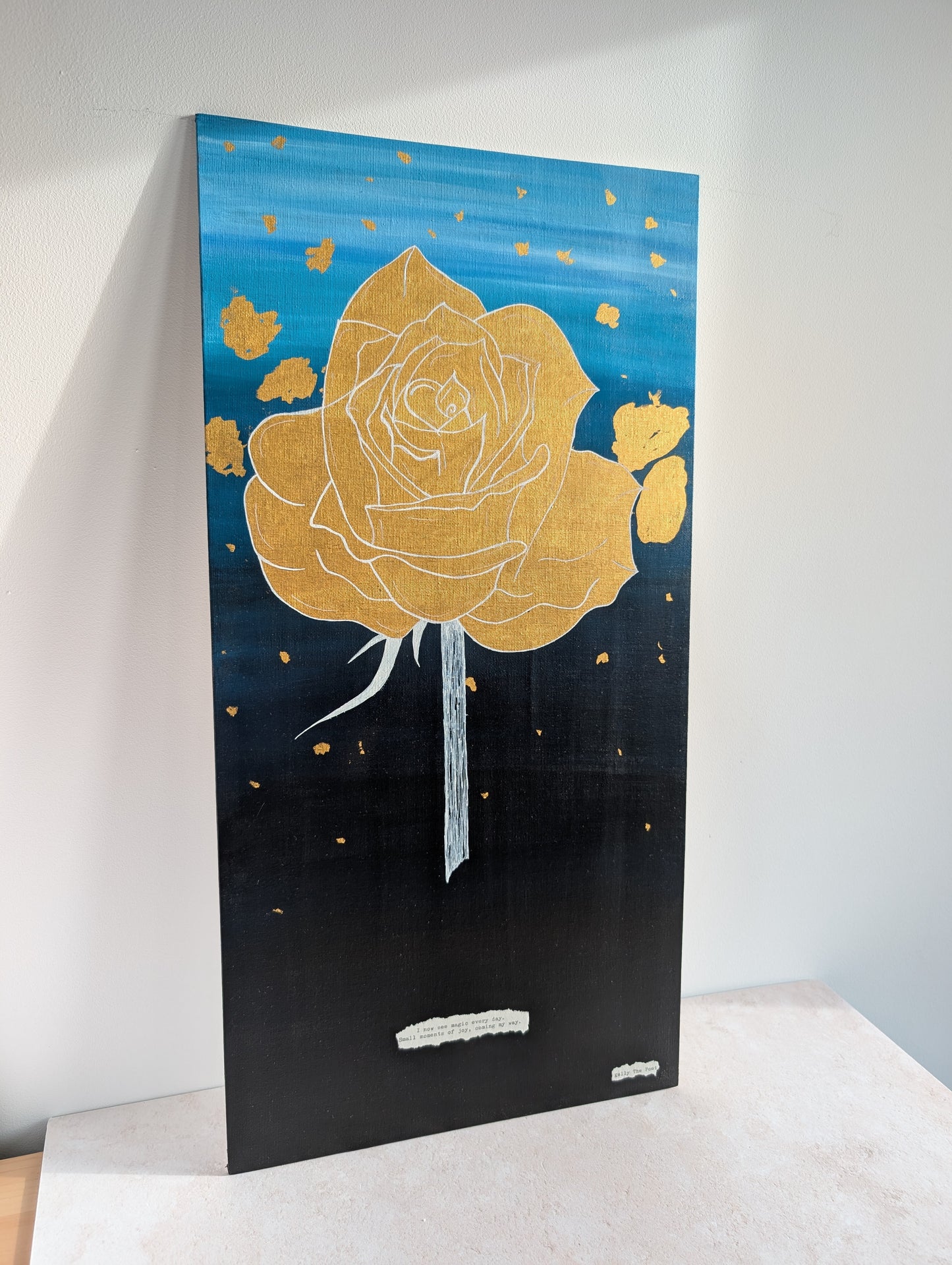 The Gold Hope Rose Three Canvas Art Piece