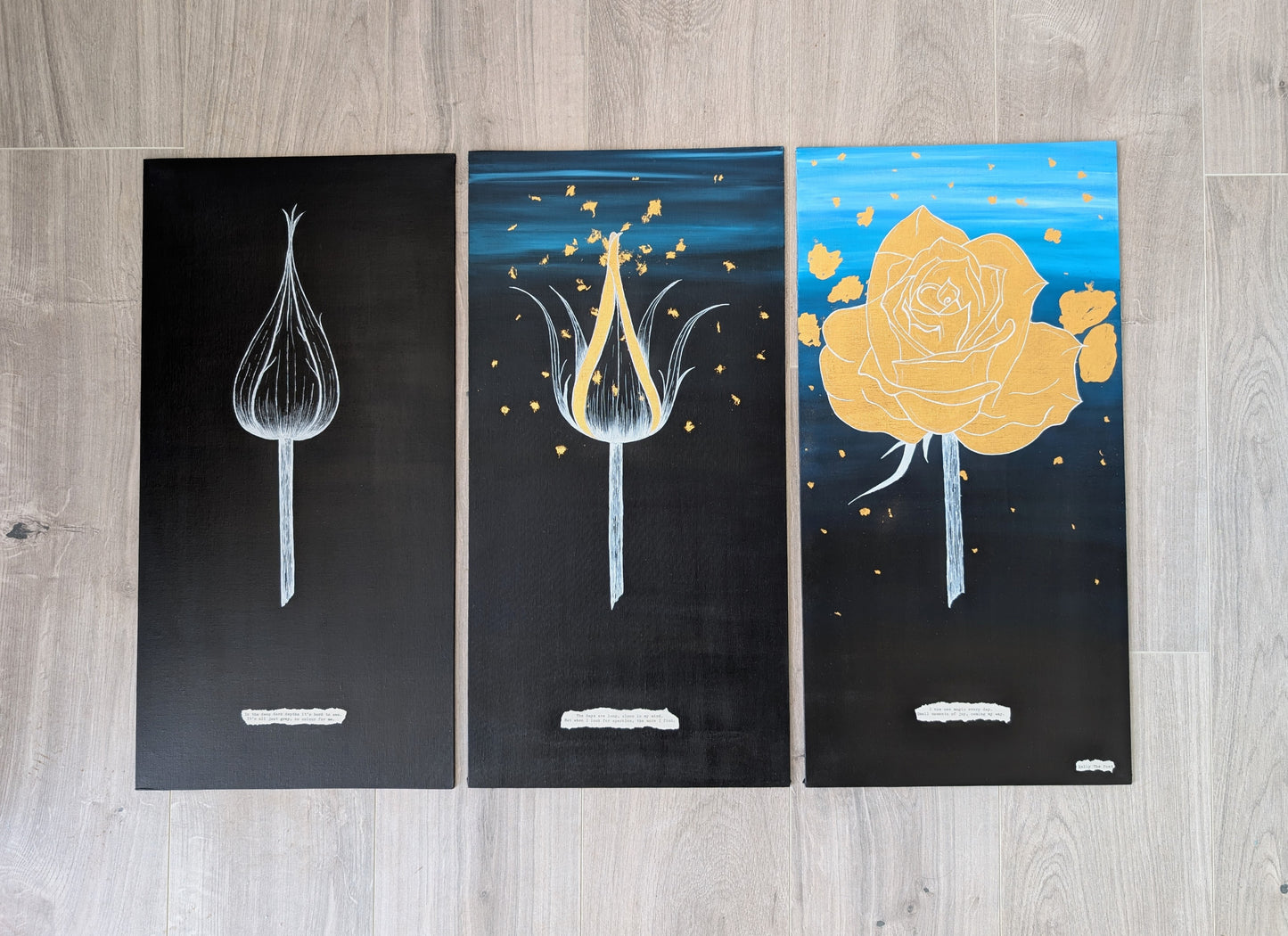 The Gold Hope Rose Three Canvas Art Piece